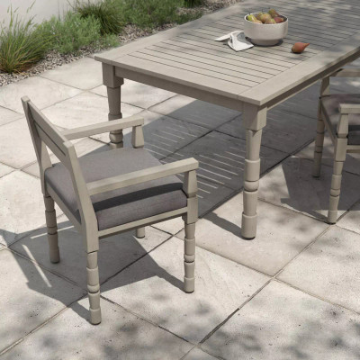 Four Hands Waller Outdoor Dining Armchair - Charcoal - Weathered Grey (Closeout)