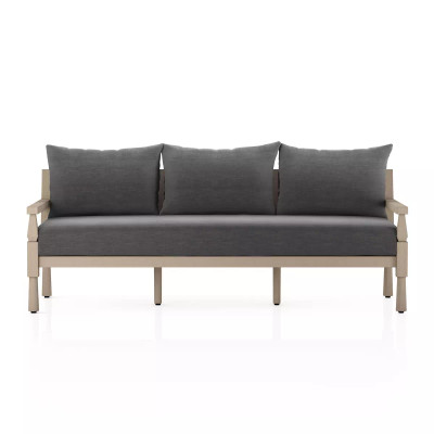 Four Hands Waller Outdoor Sofa - Charcoal - Washed Brown - 82"