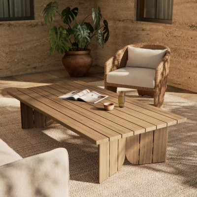 Four Hands Joette Outdoor Coffee Table - Washed Brown