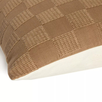 Four Hands Handwoven Checked Pillow - Khaki Cotton - Cover Only