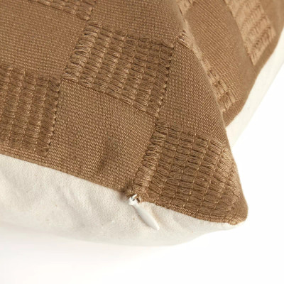 Four Hands Handwoven Checked Pillow - Khaki Cotton - Cover Only