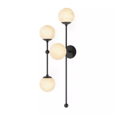 Four Hands Armstrong 4 L Sconce - Black Gunmetal - Marbled Matte Glass