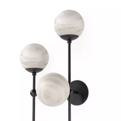 Four Hands Armstrong 4 L Sconce - Black Gunmetal - Marbled Matte Glass