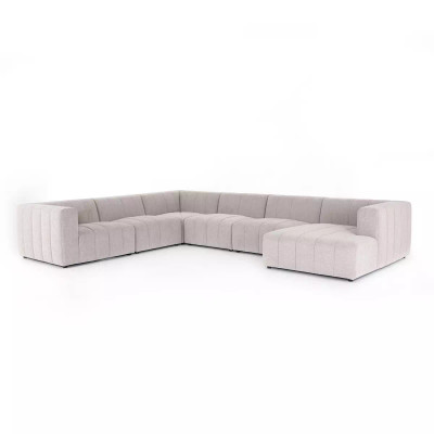 Four Hands Langham Channeled 6 - Piece Sectional - Right Chaise - Napa Sandstone