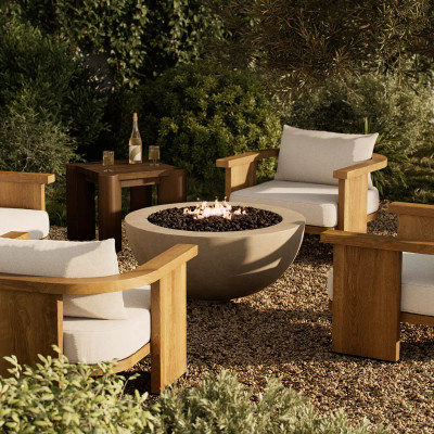 Four Hands Bronson Outdoor Fire Table - Natural Concrete - Propane