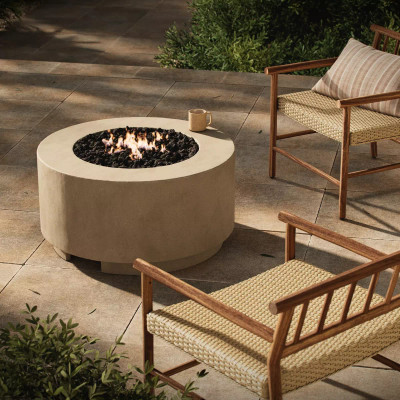 Four Hands Damian Outdoor Fire Table - Natural Concrete - Propane