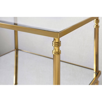 Modern History Brass Side Table With Stretcher