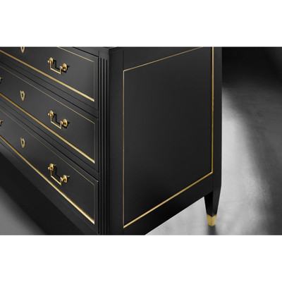Modern History French Three Drawer Commode - Black