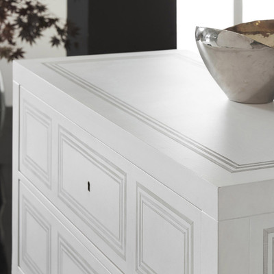 Modern History Milan Commode - White Linen With Grey Accent