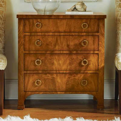 Modern History Walnut Biedermeier 4 - Drawer Chest