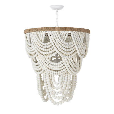 Regina Andrew Lorelei Wood Bead Chandelier - White