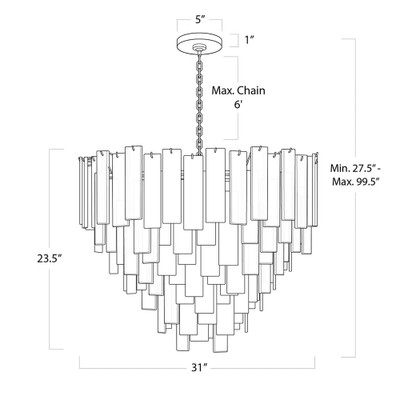 Regina Andrew Glacier Chandelier Large - Polished Nickel