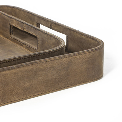 Regina Andrew Derby Rectangle Leather Tray Set - Brown