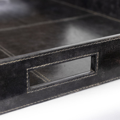 Regina Andrew Derby Square Leather Tray - Black