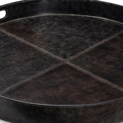 Regina Andrew Derby Round Leather Tray - Black