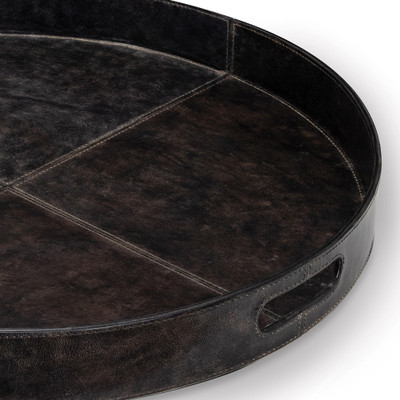 Regina Andrew Derby Round Leather Tray - Black