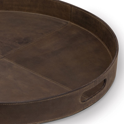 Regina Andrew Derby Round Leather Tray - Brown