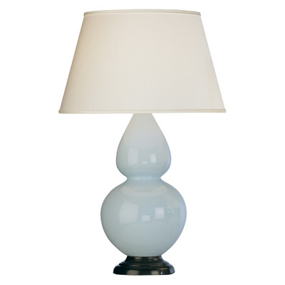 Double Gourd Table Lamp - Deep Patina Bronze - Baby Blue