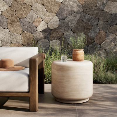 Amber Lewis x Four Hands Venetia Outdoor End Table - Sand Striae