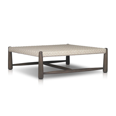 Amber Lewis x Four Hands Savio Outdoor Coffee Table - Stained Saddle Brown - Twisted Vintage White