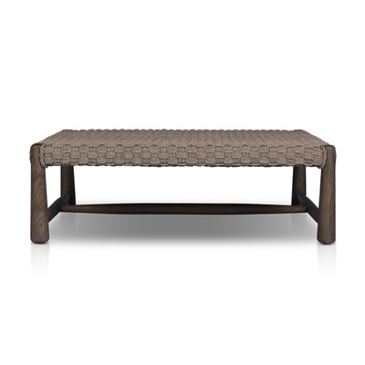 Amber Lewis x Four Hands Savio Outdoor Coffee Table - Stained Saddle Brown - Dark Textured Woven