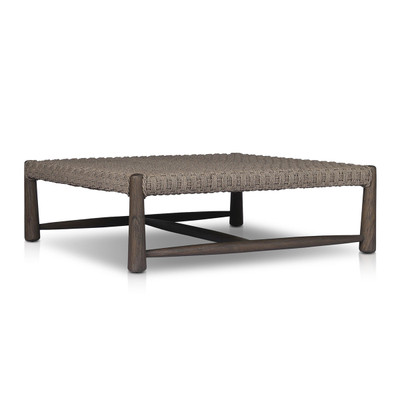 Amber Lewis x Four Hands Savio Outdoor Coffee Table - Stained Saddle Brown - Dark Textured Woven