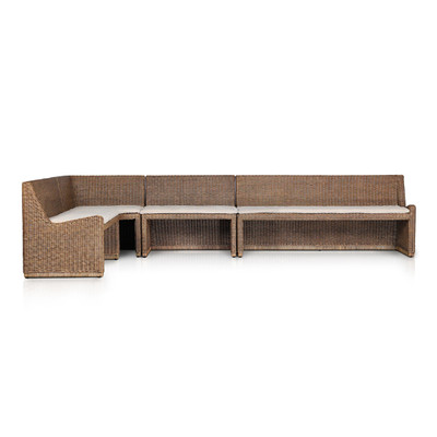 Amber Lewis x Four Hands Senna Dining Banquette L-Shape - Broadway Dune - Left Facing - 144.75"