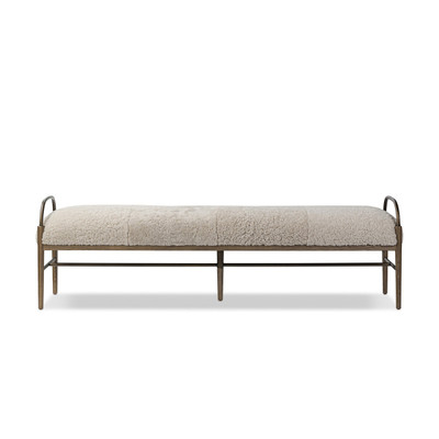 Amber Lewis x Four Hands Demi Accent Bench - Beige Shearling