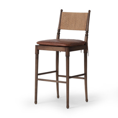 Amber Lewis x Four Hands Fayth Bar Stool With Cushion - Dulane Mahogany