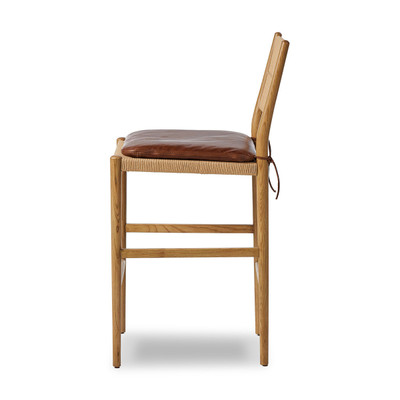 Amber Lewis x Four Hands Dara Bar Stool With Cushion - Dulane Mahogany