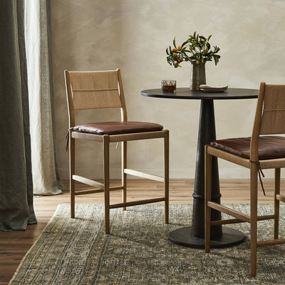 Amber Lewis x Four Hands Dara Bar Stool With Cushion - Dulane Mahogany