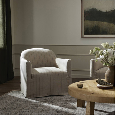 Amber Lewis x Four Hands Lowell Slipcover Swivel Chair - Laine Flint