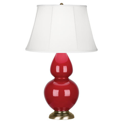 Double Gourd Table Lamp - Antique Brass - Ruby Red