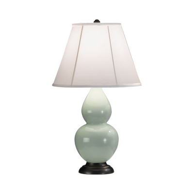 Small Double Gourd Table Lamp - Deep Patina Bronze - Celadon