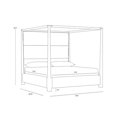 Sunpan Danette Canopy Bed - King - Zenith Taupe Grey (Closeout)