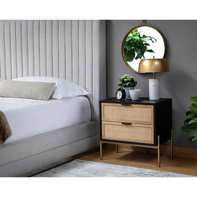 Sunpan Avida Nightstand - Gold - Black/Natural