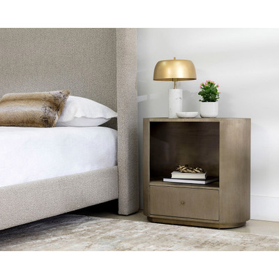 Sunpan Siena Nightstand - Oval - Antique Brass (Closeout)