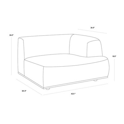 Sunpan Darren Modular - Right Armchair - Smokescreen