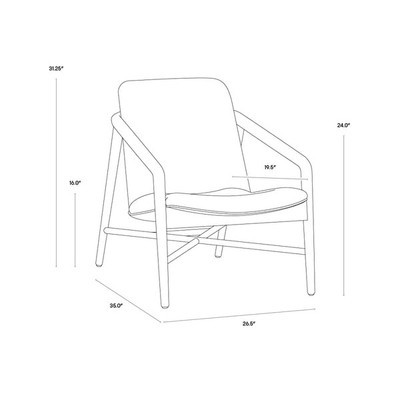 Sunpan Cinelli Lounge Chair - Distressed Brown - Brentwood Charcoal Leather