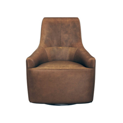 Sunpan Carmine Swivel Lounge Chair - Cognac Leather