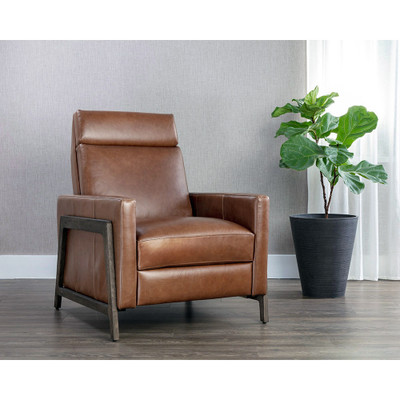 Sunpan Brandon Recliner - Shalimar Tobacco Leather
