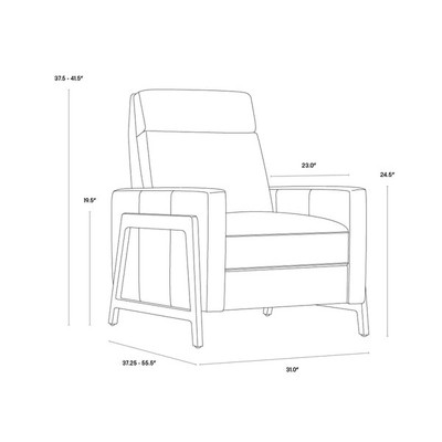 Sunpan Brandon Recliner - Shalimar Tobacco Leather