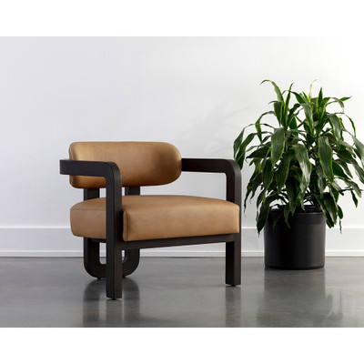 Sunpan Madrone Lounge Chair - Brown - Ludlow Sesame Leather