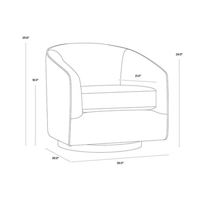 Sunpan Hazel Swivel Lounge Chair - Gold - Deep Green Sky