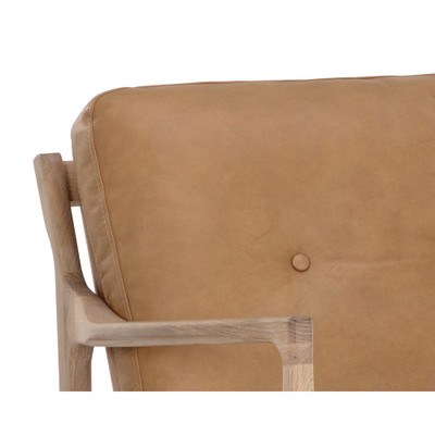 Sunpan Gilmore Lounge Chair - Light Oak - Sahara Camel Leather