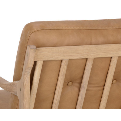 Sunpan Gilmore Lounge Chair - Light Oak - Sahara Camel Leather