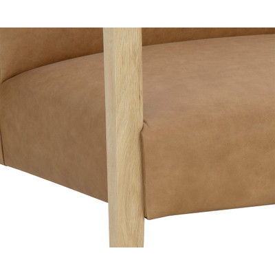 Sunpan Earl Lounge Chair - Rustic Oak - Ludlow Sesame Leather (Closeout)