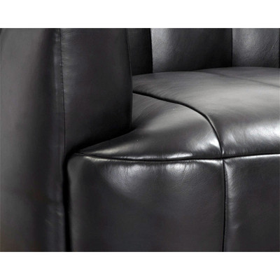 Sunpan Tadeo Swivel Lounge Chair - Rustic Oak - Vintage Black Night Leather