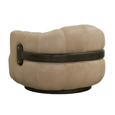 Sunpan Tadeo Swivel Lounge Chair - Dark Brown - Sahara Sand Leather