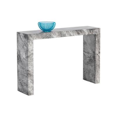 Sunpan Axle Console Table - Marble Look - Grey